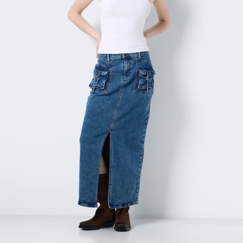 Noisy May Jaida Denim Jean Maxi Pocket Skirt Size X-Large